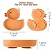 Baby Suction Plate, Silicone Toddler Plate for Kids Baby Weaning Plate Strong Suction Divided Dish with Fork Spoon, BPA Free (Orange)
