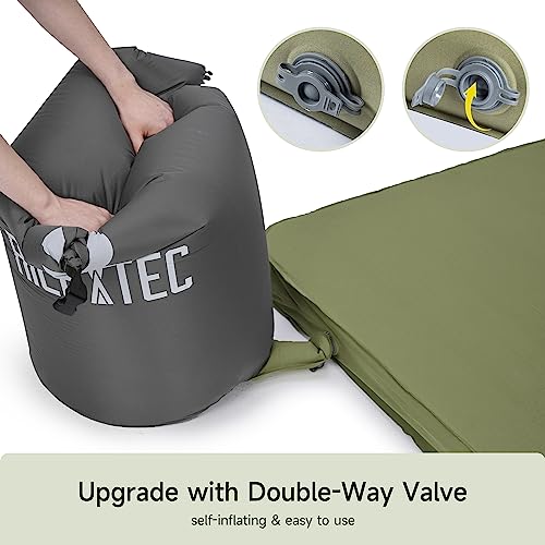 Rilextec 3.93” Thick Self-Inflating Sleeping Pad, Camping Mattress With Memory Foam, Camping Sleeping Pads For 2 Person, Sleeping Camping Mat With Pump Sack For Tent Car Truck Van 4 Season,Double #TOP3
