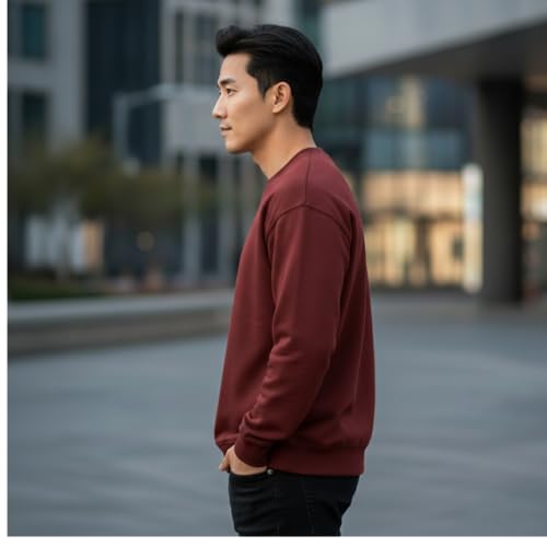 Image of Men's Crew Neck Sweatshirt, Long Sleeve, Casual Pullover, Multiple Colors Available