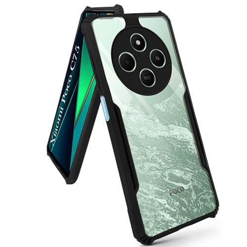 Image of Jkobi Back Cover Case for Poco C75 | Poco M7 (Shockproof with Polycarbonate Clear Panel | Professional Black)
