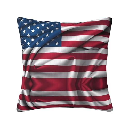 Qwvbn Federa per cuscino in peluche double-face, 45,7 x 45,7 cm, stampa bandiera americana, morbida e confortevole, per camere da letto, salotti e posti a sedere