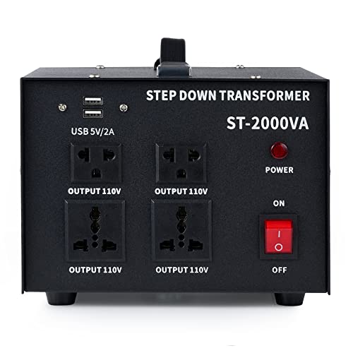 CREWORKS Trasformatore di Tensione 2000W Convertitore di Tensione 110v-220v /220v-110v Invertitore di Potenza Step Up e Step Down Voltaggio (2000W)