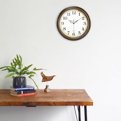 Wall Clock Battery Operated Silent Non-Ticking Vintage Wall Clocks for Kitchen, School, Living Room (12Inch, Bronze) - Image 6