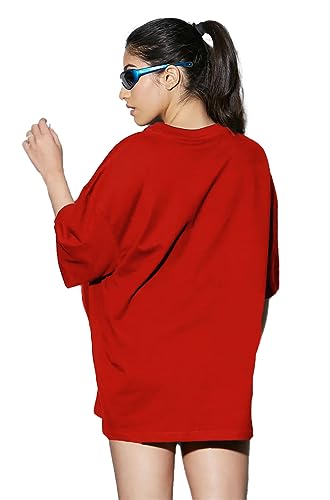 Image of LEOTUDE Women's Oversized Round Neck Cottonblend T-Shirts (Color : Multi)