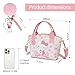 ratote Pink Mini Crossbody Purse with Pom Pom Fuzzy Keychain, Cute Soft PU Leather Small Shoulder Messenger Bag for Women