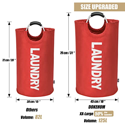 DOKEHOM 125L X-Large Collapsible Washing Laundry Basket Bag (7 Colors) for Bedroom, Fabric (Red, XL)
