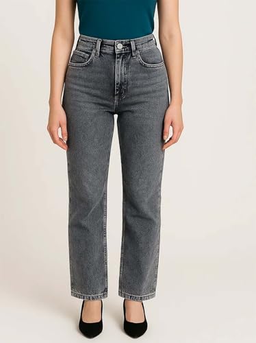 Image of KOTTY Women's Solid|Fit and Flared Fitting|Ankle Leg Style|High Rise|Stechable|Casual Jeans