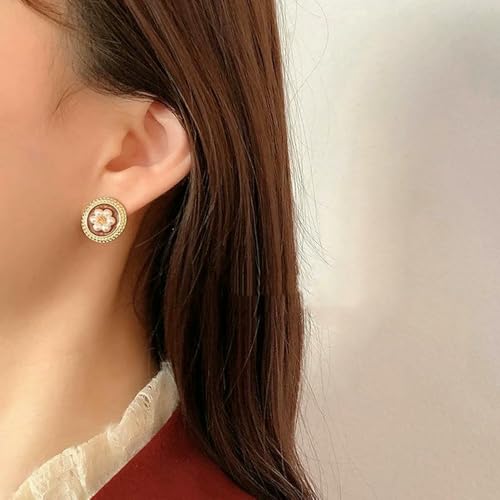 Pendientes de tuerca vintage JYDMS en rojo vino para realzar tu look diario con flores 5