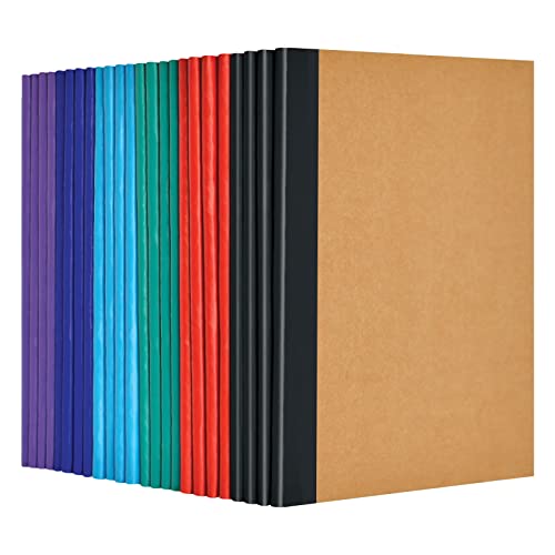 Better Office Products 24 Pack Small Kraft Notebooks, 4.1 in x 5.5 in, 120gsm, 48 Heavyweight Unlined Blank White Pages, Assorted Vibrant Color Spines, Soft Cover Mini Notebooks, Art Sketchbooks
