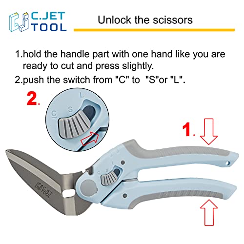 Image of C.JET TOOL 8 inch Heavy Duty Carpet Cutter, Multipurpose, Professional Soft Grip Stainless Steel (Blue)