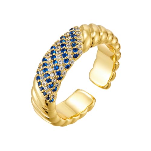 Bague en oxyde de zirconium bleu Kokoma ajustable et empilable pour femme
