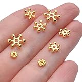 800 Pices Snowflake Spacer Beads Flat Metal Spacers for Bracelet Necklace Jewlery Making, 8mm Diameter, Bright Gold
