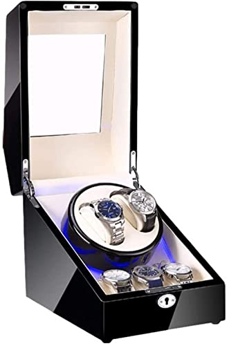 Estuche de madera para relojes automáticos YZCIS con acabado piano y doble rotor 1