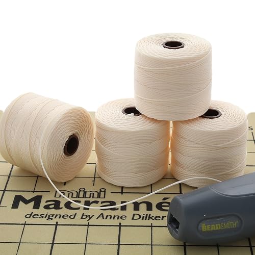 Hilo de tejer cuentas Beadsmith S-Lon 18 vainilla para micro-macramé y pulseras Kumihimo 8