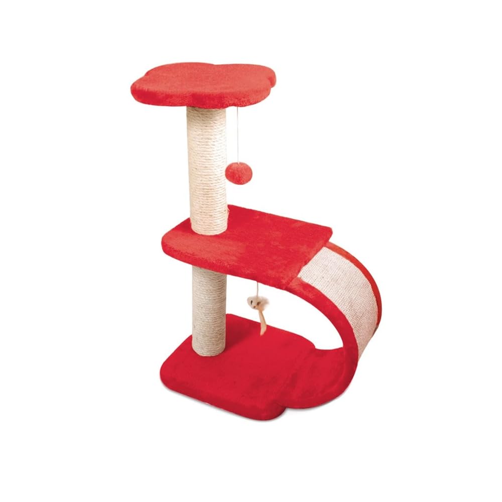 Poteau à gratter en sisal Record Geranium avec pont vertical en peluche