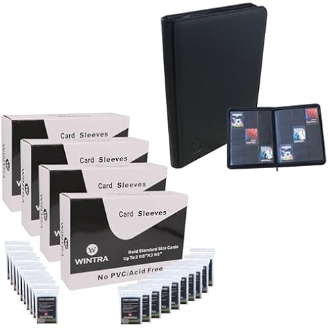 2000pcs Thin Soft Protective Card Sleeves Bundle with 9 Pocket Zippered Black Card Display Album for 360 Cards Cover