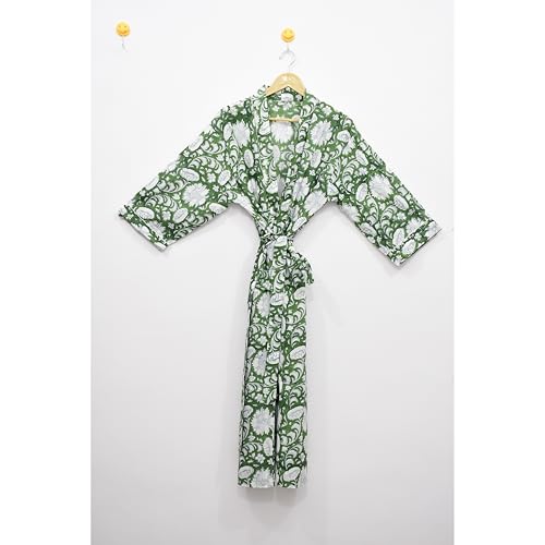 Hand block print Cotton Kimono bikini cover up,Indian Hand block print Cotton Bath Robe,Swim Wear,Nighrwere Dressing Gown3