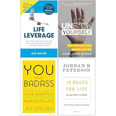 Life leverage, unfck yourself, you are a badass, 12 rules for life [hardcover] 4 books collection set