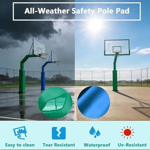 Heavy-Duty Basketball Pole Pad, Indoor/Outdoor Foam Padding for Square Posts, 6FT Protective Cover for Playground, Gym & Backyard Use