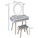 ARTETHYS Vanity Table Set with Adjustable Brightness Mirror and Cushioned Stool, Dressing Table Vanity Makeup Table with Free Make-up Organizer