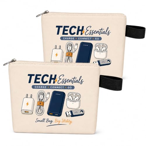 Image of DRUDRAYA Canvas Tech Organizer Pouch | Cable Case for Travel, Pack of 2