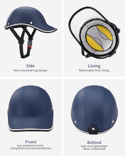 Image of Adult Baseball Cap Helmet - Urban Style for Golf, Low Profile Urban Commute PU Retro Leather Hat for Men & Women
