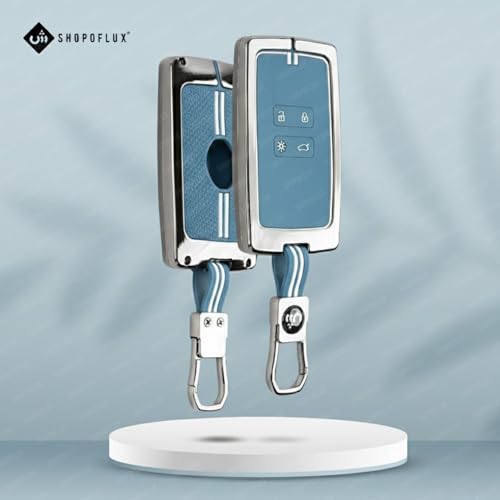 Image of SHOPOFLUX Metal Key Cover Compatible with Renault Triber | Kiger | Duster | Gravite 4 Button Smart Key