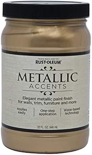 Rust-Oleum 253537 Metallic Accents Paint, Quart, Soft Gold 32 Fl Oz (Pack of 1)