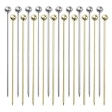 20 PCS Stainless Steel Cocktail Toothpicks, Cocktail Picks for Drinks, Reusable Cocktail Skewers for Drinks, Metal Cocktail Tooth Picks for Appetizers (4.3 Inch)
