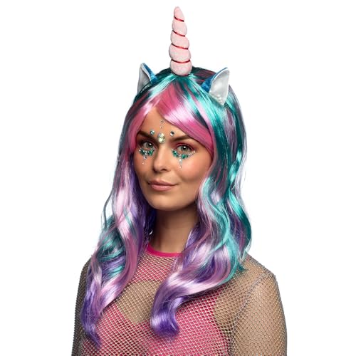Boland 85818 - Peluca Unicornio Daydream, con orejas y cuerno, pelo largo y liso, carnaval,...