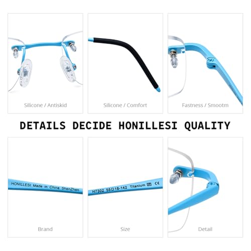 Image of Titanium Glasses Frame,Rimless Optical Eyewear Eyeglasses for Men and Women