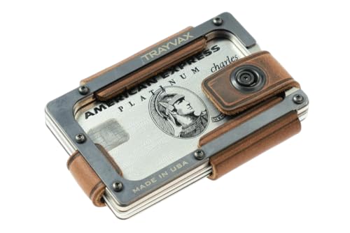 Image of Trayvax Contour Lite Wallet, RFID Front Pocket Money and Credit Card Holder, Minimalist Slim Leather Metal Wallet for Men and Women, Titanium Mississippi Mud