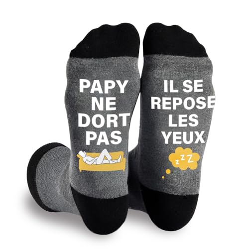 Zemolo Chaussettes Homme Humour 43-46 Repose Cadeau Noël Anniversaire Drôle