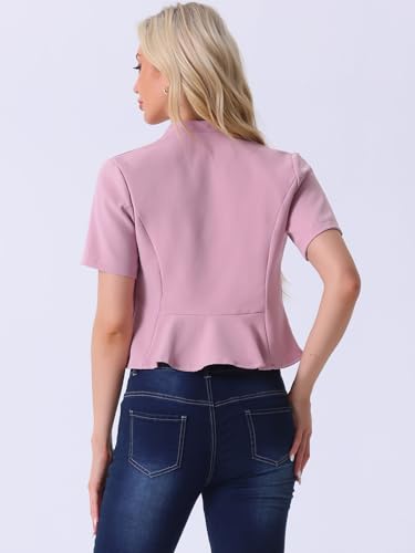 Image of Allegra K Short Sleeve Blazers for Women's Business Casual Open Front Work Cropped Shrug Jacket