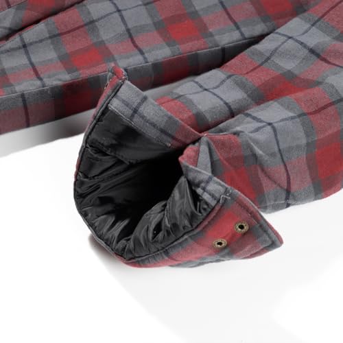 Image of COEVALS CLUB Men's Flannel Shacket Casual Button Snap Sherpa Quilted Lined Premium Jacket Shirts