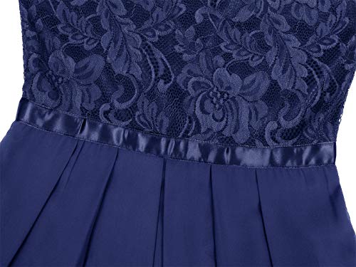 Jurebecia Vestido longo feminino em renda para dama de honra,Marinha-XL