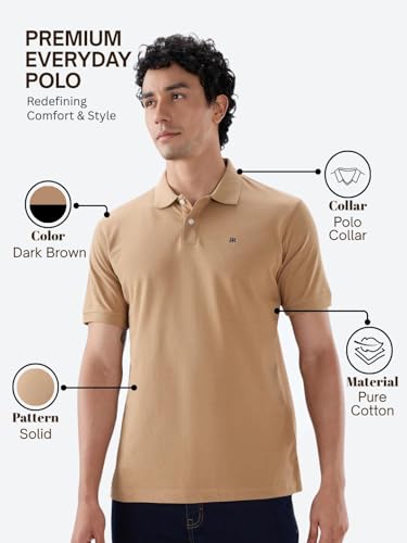 Image of Raymond Men Slim Fit Solid Pattern Pure Cotton Half Sleeve Polo Neck Casual T-Shirt