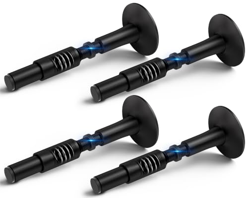 4PC Adjustable Spring Door Stoppers for Bottom of Door, 4.21-5.55", Black