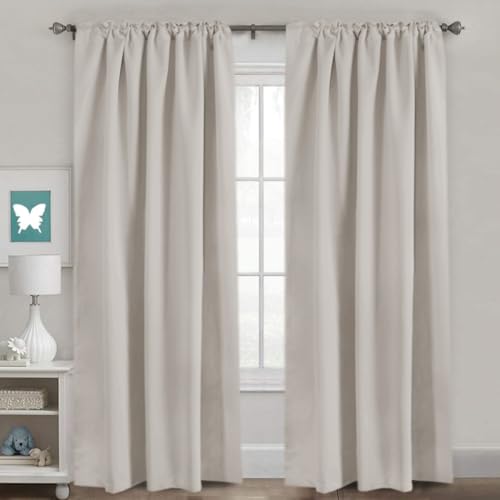 Image of H.VERSAILTEX Blackout Curtains Thermal Insulated Window Treatment Panels Room Darkening Blackout Drapes for Living Room Back Tab /Rod Pocket Bedroom Draperies, 52 x 96 Inch, Stone, 2 Panels