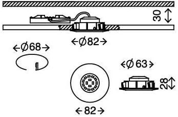 Briloner BRILONER Lampen - LED-inbouwlampen, set van 3, plafondlampen dimbaar, LED-module draaibaar, elk 6,5 watt, elk 570 lumen, 3.000 Kelvin, IP23, mat nikkel, 82x28mm (DxH), 7296-032 photo 2