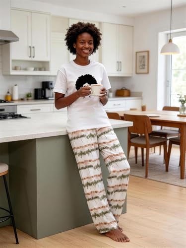 Image of Black History Pajamas, Graphic Matching Sets for Women, Magic Afro American Natural Hair Vintage Melanin T-Shirts and Pants