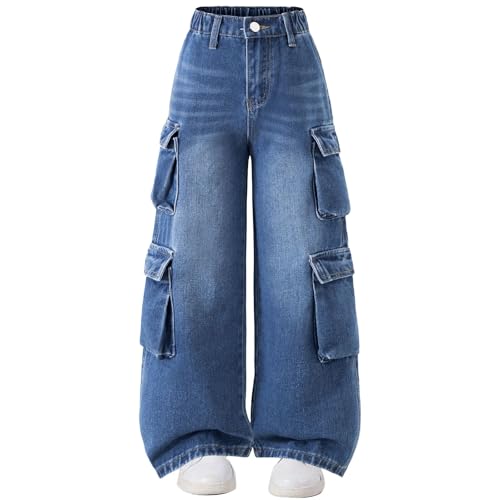OWLCLEAN - OWLCLEAN Girl's Jean Cargo Denim Pants - High Waisted Baggy Wide Leg Y2K Streetwear - Best Deal on Amazon