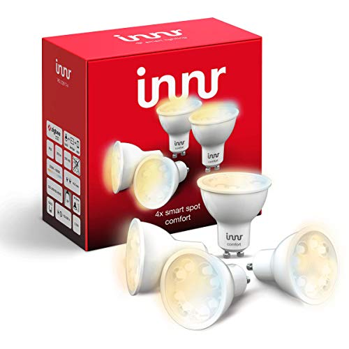 Innr GU10 ampoules LED connectées, réglable 2200K - 5000K, Philips Hue* & Alexa compatible (hub connecté requis) Blanc Chaud, 4-pack, RS 228T-4