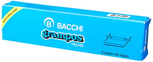 Grampo para Pasta Trilho de Metal, Caixa com 50 Jogos, Bacchi