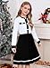 Yhnslsf Girls Dress Size 9 Girl Long Sleeve A Line Medium Knee Sweater Size 10 Girl's White Button Front Knit Fall Winter Princess Pleated Dresses Casual Elegant Holiday Clothes for Kids