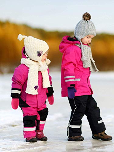 Century Star Fleece Lined Mittens For Baby Boys Girls Easy-On Toddler Warm Gloves Winter Outdoor Mittens 2 Pairs Navy Rose Red 4-7 Years #TOP3