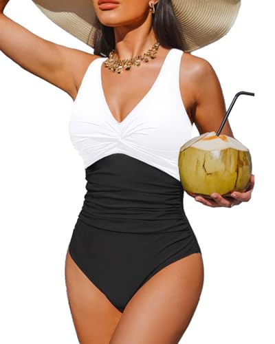 Image of Holipick Women Tummy Control One Piece Swimsuit - Push Up Bathing Suit Full Coverage Slimming Swimwear