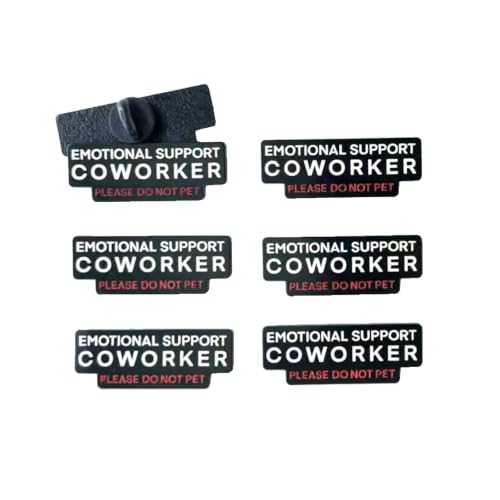 Emotional Support Coworker Pin Please Do Not Pet Office Enamel Pin Funny Humor Lapel Backpack Coat Bag Lapel Pins (6PCS Black+Red)