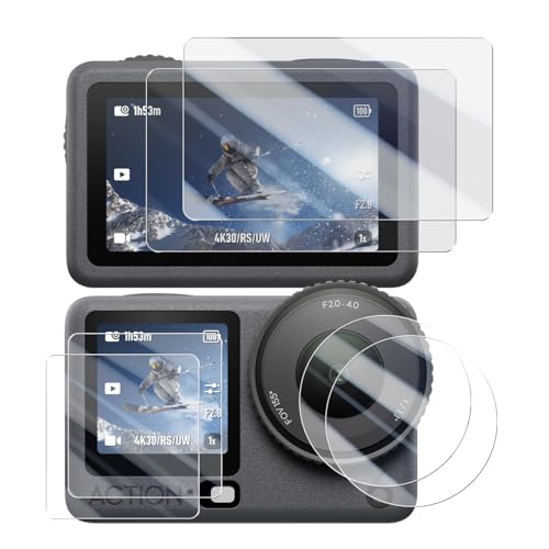【6枚セット 日本旭硝子製】用 DJI Osmo Action 6 保護フィルム フィルム 用 Osmo Action 6 ガラスフィルム カメラレンズ保護フィルム 用 DJI オスモ アクション 6 保護フィルム 液晶保護フィルム 硬度10H 高透過率 耐衝撃 飛散防止 超薄型 ケースに干涉なし JCJC-DJAction 6の商品画像（Amazon）