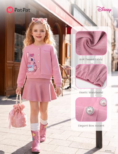 Image of Disney Girl 2 Piece Birthday Party Outfit Knit Top & Tweed Skirt Set 2-13Y